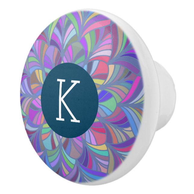 Colorful Abstract Geometric Design Ceramic Knob (Right)