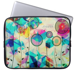 Colorful Abstract Geometric Digital Art Laptop Sleeve