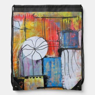 Colorful Abstract Geometric Drawstring Bag