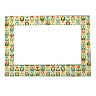 Colorful Abstract Geometric Floral Photo Magnetic Frame