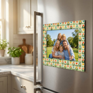Colorful Abstract Geometric Floral Photo  Magnetic Frame