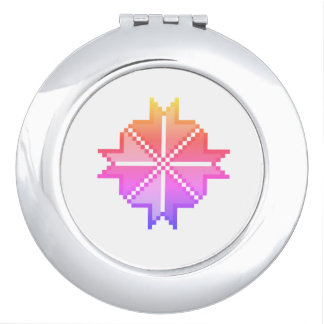 Colorful Abstract Geometric Flower Two-Tone Canvas Compact Mirror