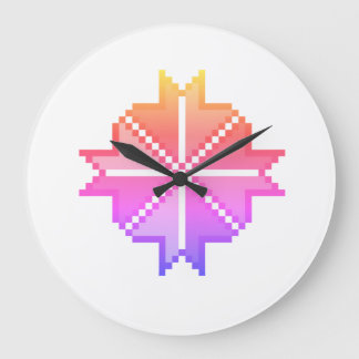 Colorful Abstract Geometric Flower Two-Tone Canvas Large Clock
