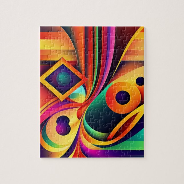 Colorful Abstract Geometric Jigsaw Puzzle (Vertical)
