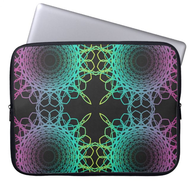 Colorful abstract geometric lace seamless pattern  laptop sleeve (Front)