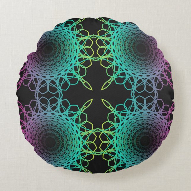 Colorful abstract geometric lace seamless pattern  round pillow (Front)