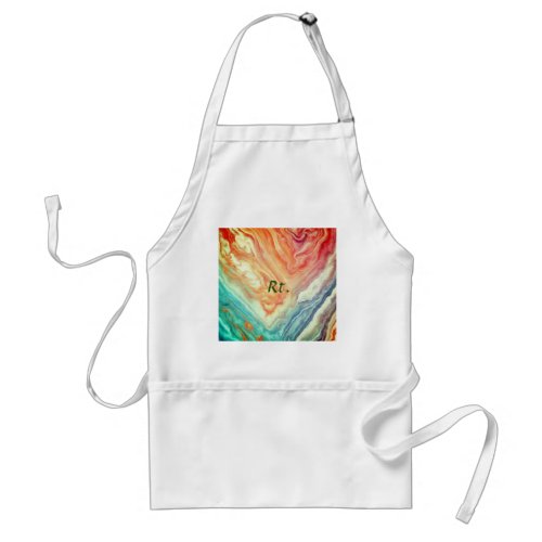 Colorful abstract geometric marble add name letter adult apron