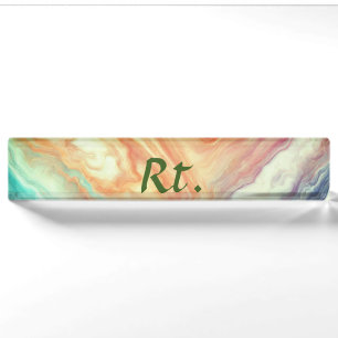 Colorful abstract geometric marble add name letter desk name plate
