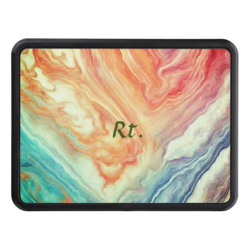 Colorful abstract geometric marble add name letter hitch cover