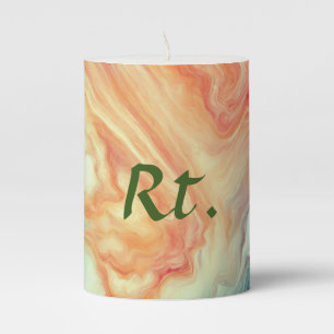 Colorful abstract geometric marble add name letter pillar candle