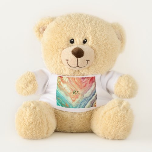 Colorful abstract geometric marble add name letter teddy bear
