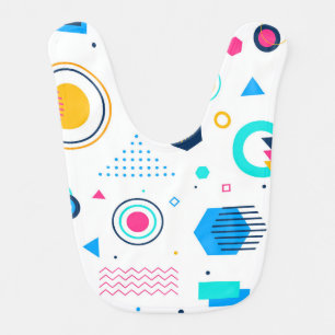 Colorful Abstract Geometric Memphis Pattern Baby Bib