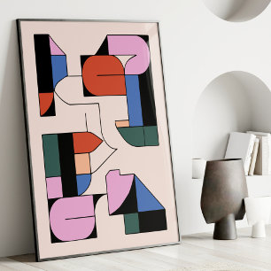Colorful Abstract Geometric Modern Shapes Art  Poster
