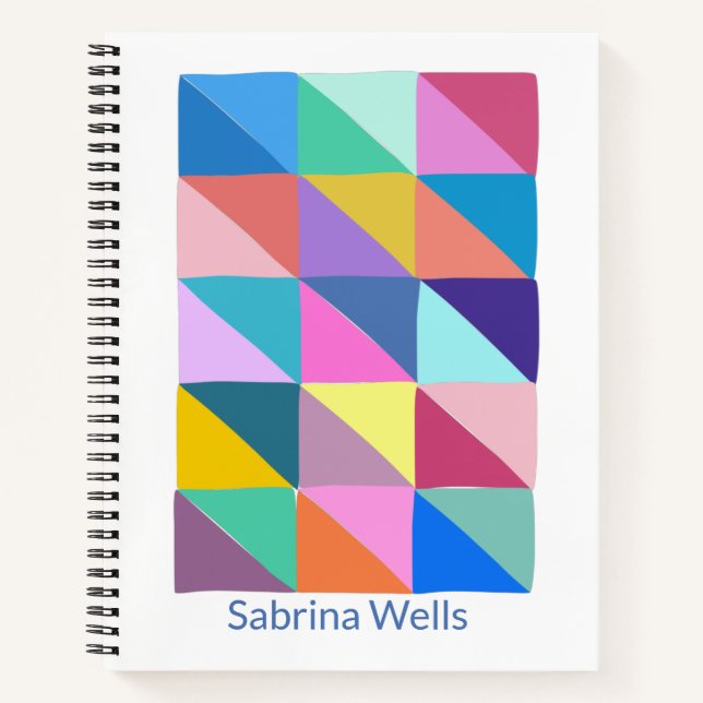 Colorful Abstract Geometric Patchwork Personalized Notebook (Front)