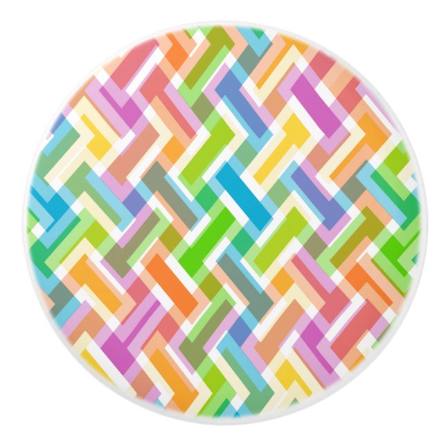 Colorful Abstract Geometric Pattern Ceramic Knob (Front)