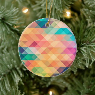 Colorful Abstract Geometric Pattern Ceramic Ornament