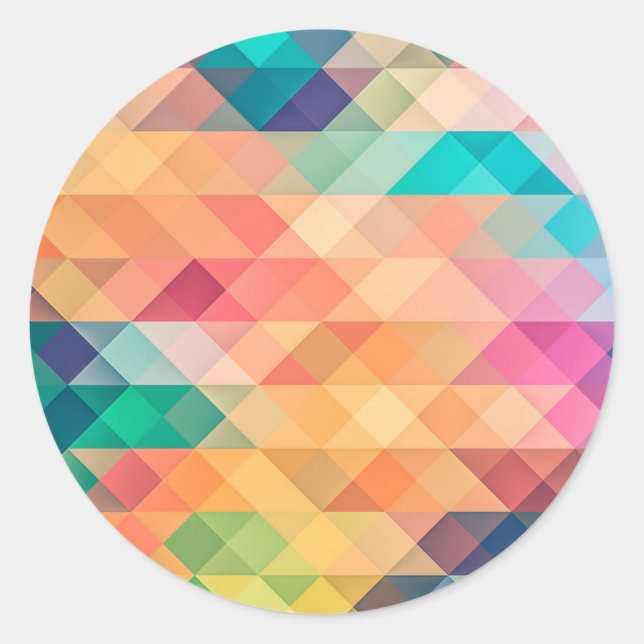 Colorful Abstract Geometric Pattern Classic Round Sticker (Front)