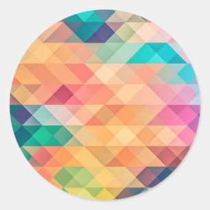 Colorful Abstract Geometric Pattern Classic Round Sticker