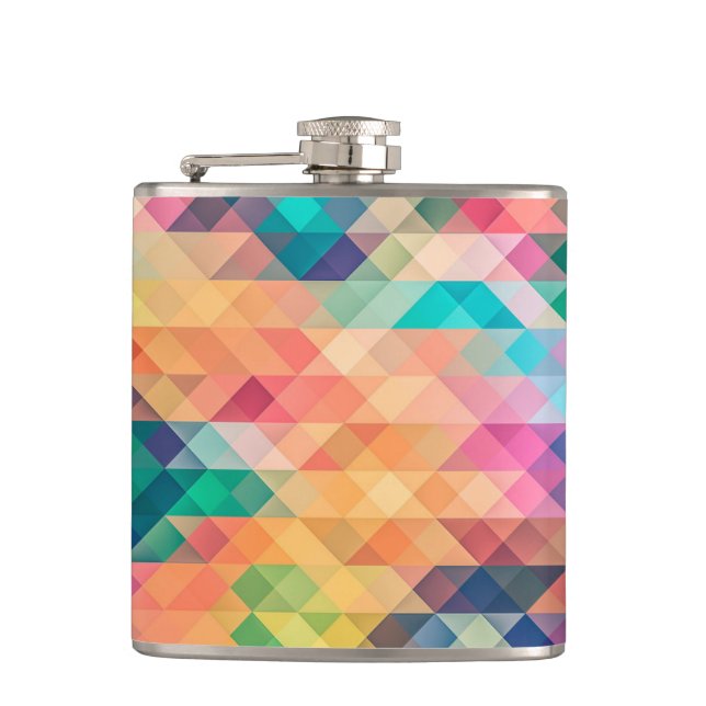 Colorful Abstract Geometric Pattern Flask (Front)