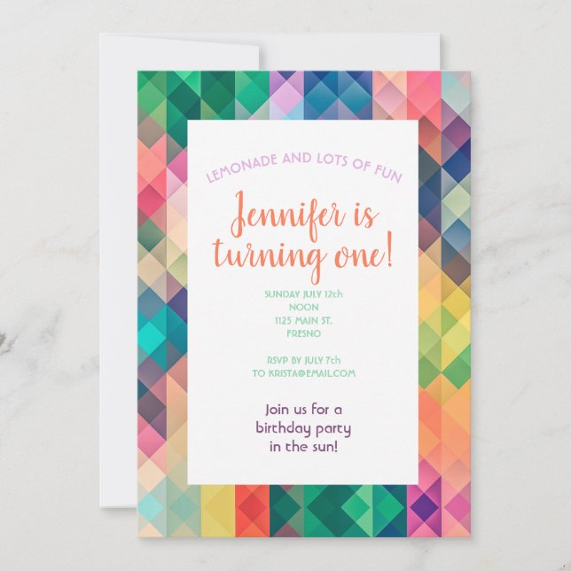 Colorful Abstract Geometric Pattern.               Invitation (Front)