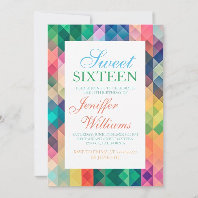 Colorful Abstract Geometric Pattern.               Invitation (Front)