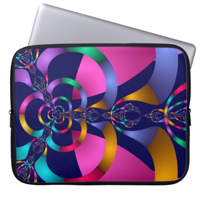 Colorful abstract geometric pattern laptop sleeve (Front)