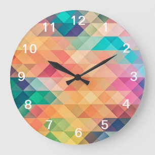 Colorful Abstract Geometric Pattern Large Clock