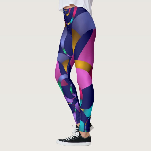 Colorful Abstract Geometric Pattern Leggings (Left)