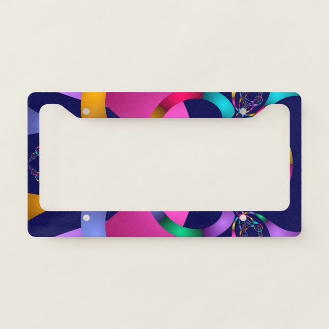 Colorful Abstract Geometric Pattern License Plate Frame (Front)