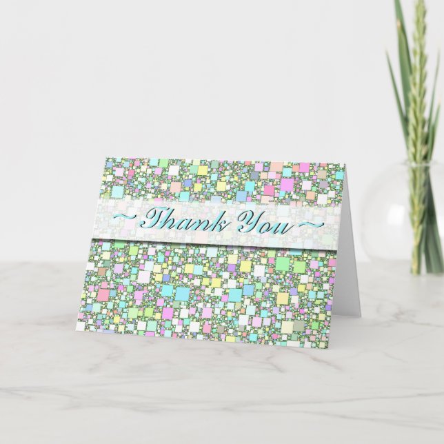 Colorful Abstract Geometric Pattern Personalized Letterpress Thank You Card (Front)