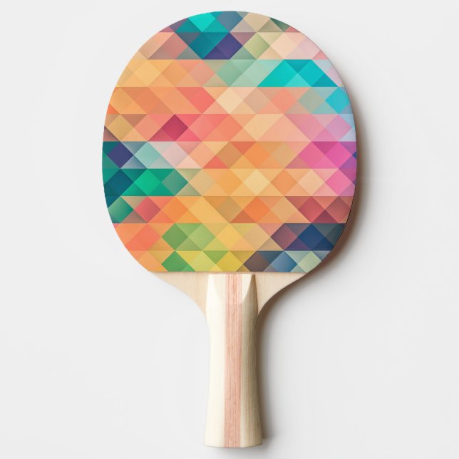 Colorful Abstract Geometric Pattern Ping Pong Paddle (Front)