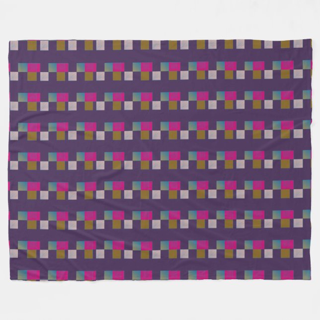 Colorful Abstract Geometric Pattern Purple Blue    Fleece Blanket (Front (Horizontal))