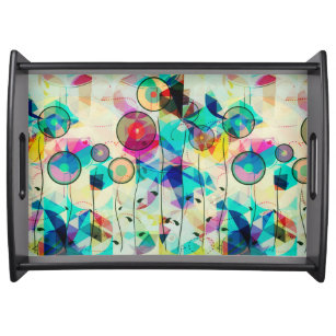 Colorful Abstract Geometric Pattern Serving Tray