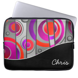 Colorful Abstract Geometric Pattern with Monogram Laptop Sleeve