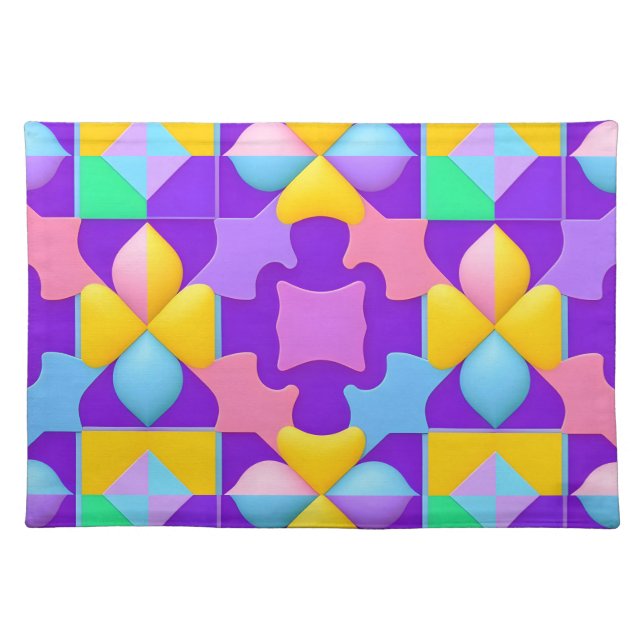 Colorful Abstract Geometric Patterns Cloth Placemat (Front)