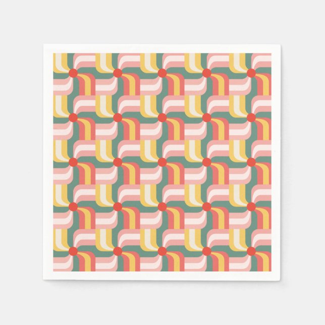 Colorful Abstract Geometric Pinwheels Napkins (Front)
