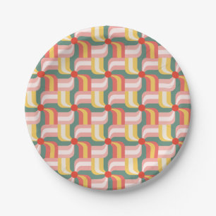 Colorful Abstract Geometric Pinwheels Paper Plates