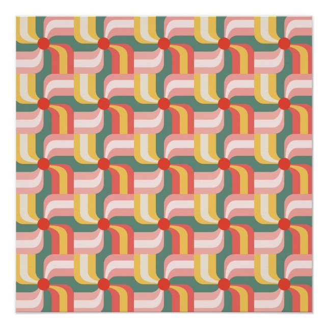 Colorful Abstract Geometric Pinwheels Poster (Front)