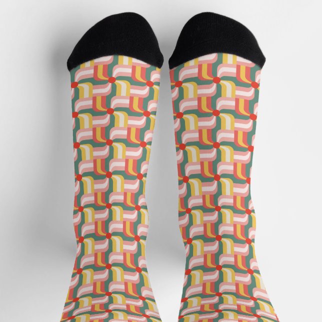 Colorful Abstract Geometric Pinwheels Socks (Top)