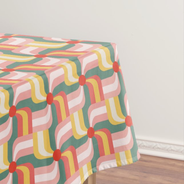 Colorful Abstract Geometric Pinwheels Tablecloth (In Situ)