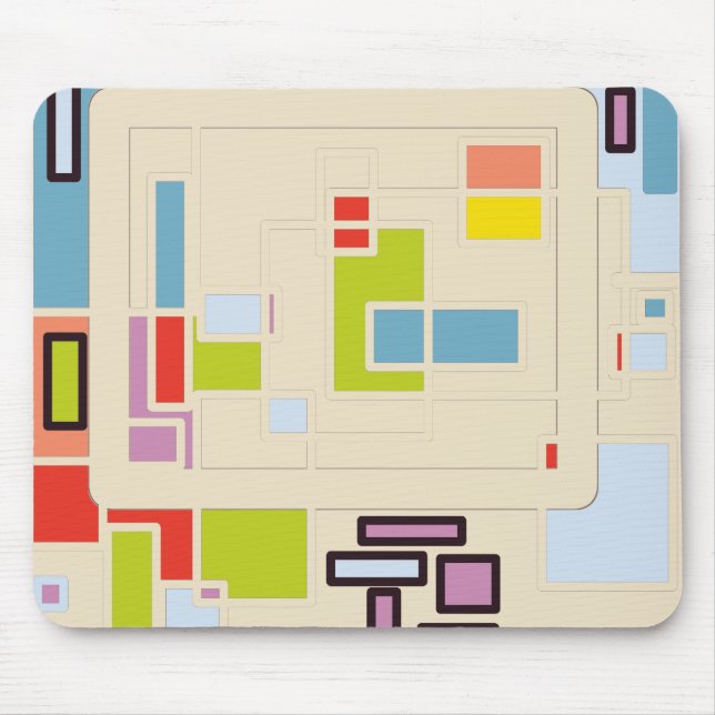 Colorful Abstract Geometric Rectangle Pattern Art Mouse Pad (Front)