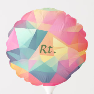 Colorful abstract geometric shapes add letter name balloon