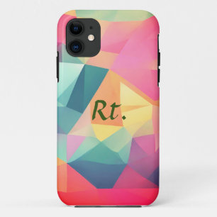 Colorful abstract geometric shapes add letter name iPhone 11 case