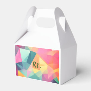 Colorful abstract geometric shapes add letter name favor boxes