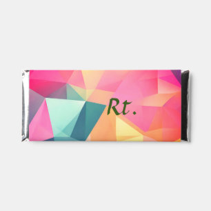 Colorful abstract geometric shapes add letter name hershey bar favors