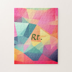Colorful abstract geometric shapes add letter name jigsaw puzzle