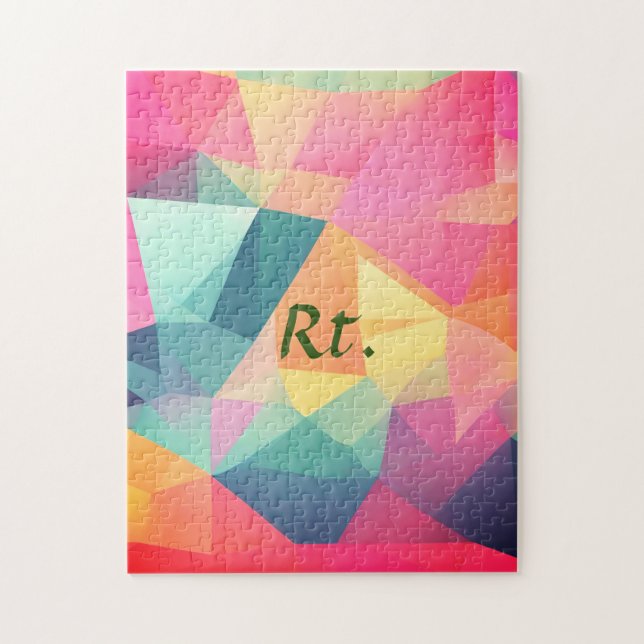 Colorful abstract geometric shapes add letter name jigsaw puzzle (Vertical)