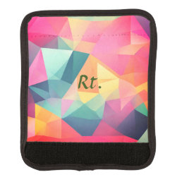 Colorful abstract geometric shapes add letter name luggage handle wrap
