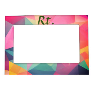 Colorful abstract geometric shapes add letter name magnetic frame