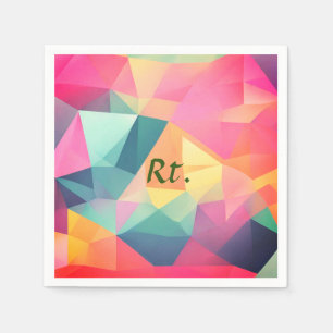Colorful abstract geometric shapes add letter name napkins